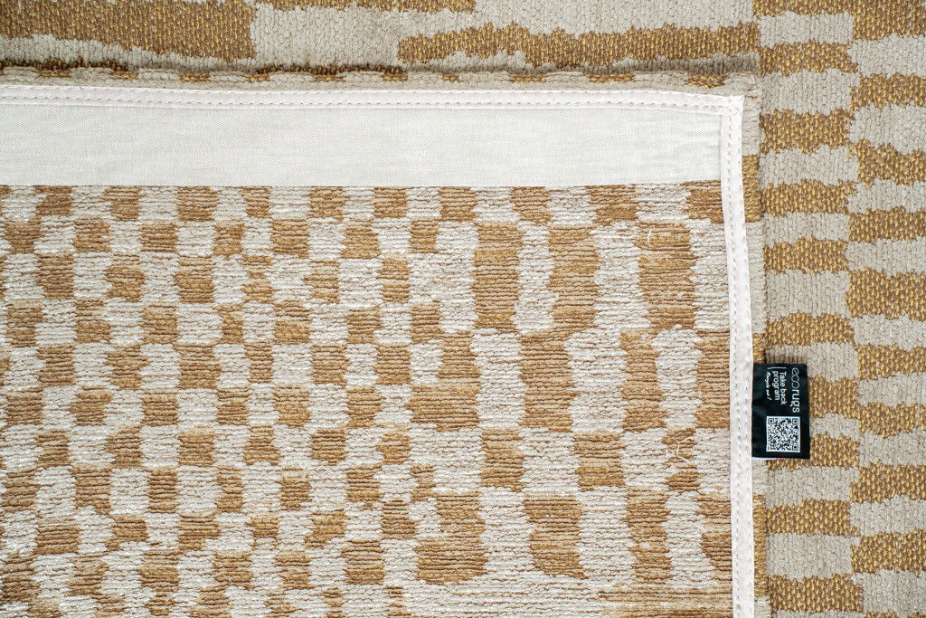 8' Geometric Berber Washable Round Rug With UV Protection (610094) - Gold / Beige