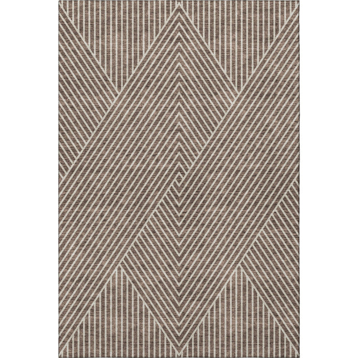 10' X 14' Geometric Washable Area Rug With UV Protection (674646) - Brown / Beige