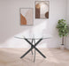 Modern Xander dining table by Meridian Furniture with a sleek wooden surface and sturdy metal legs, perfect for contemporary dining rooms.