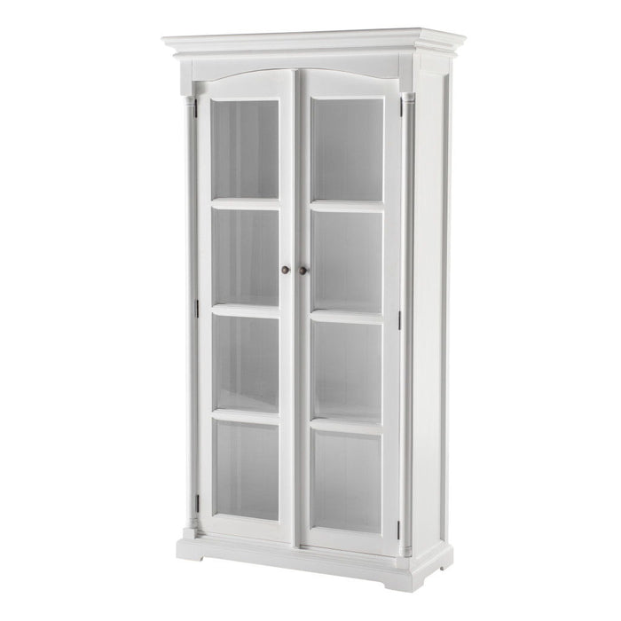 39" Solid Wood Frame Curio Cabinet With Glass Doors - Off White