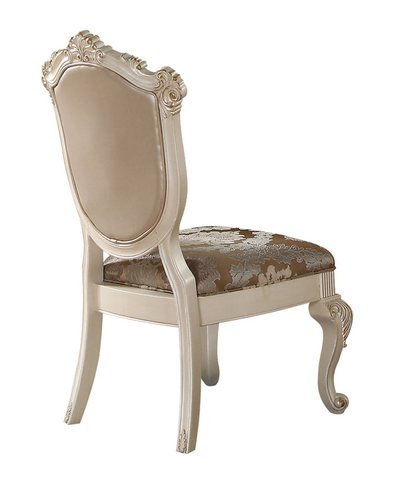 Tufted And Upholstered Faux Leather And Solid Wood Dining Side Chairs (Set of 2) - Pearl / Rose Gold
