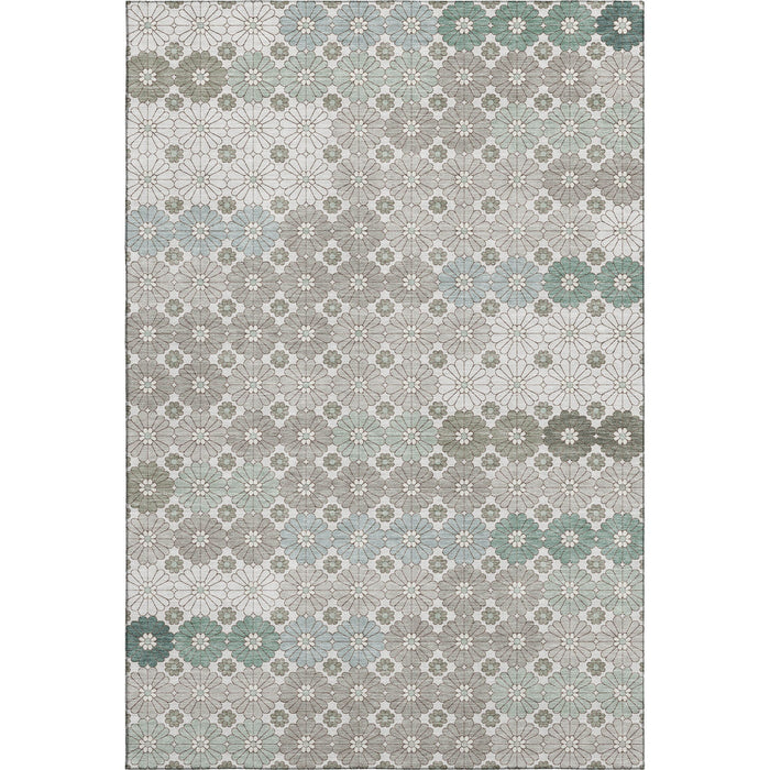 10' X 14' Geometric Washable Area Rug With UV Protection (696896) - Taupe / Beige / Teal