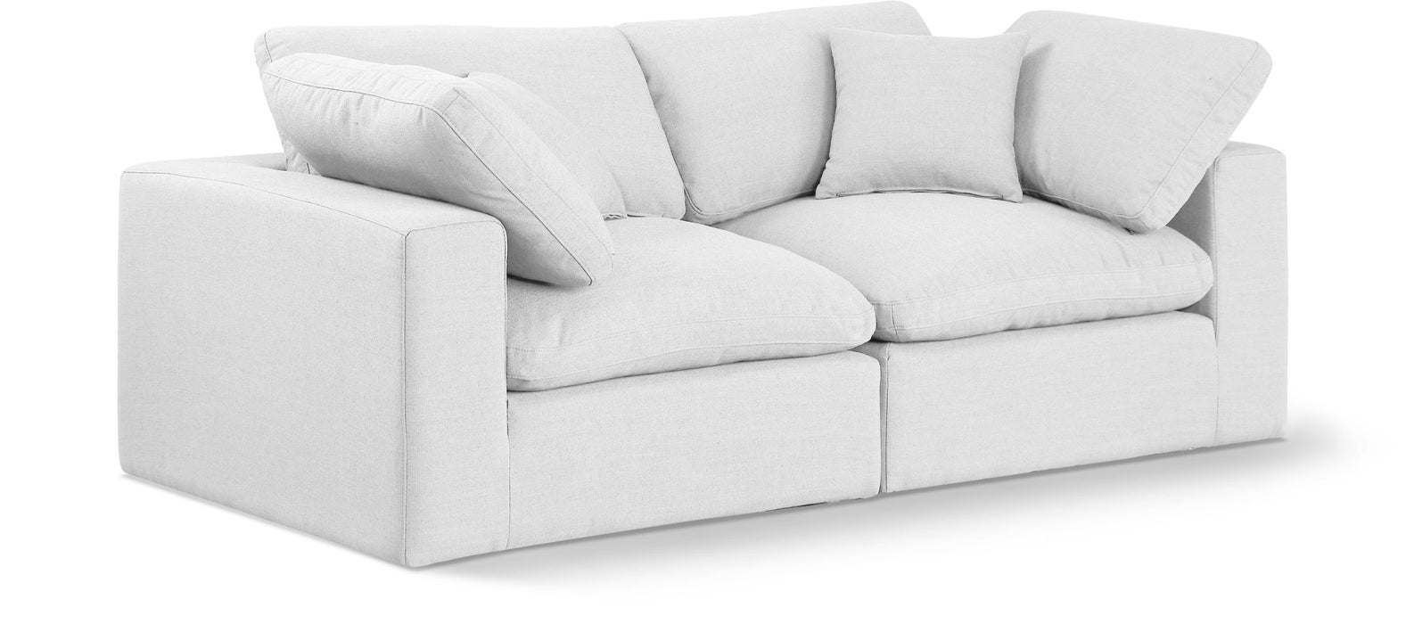 Linen Comfy 2-seat modular sofa from Meridian Furniture, stationary sectional with plush cushions and modern design.
