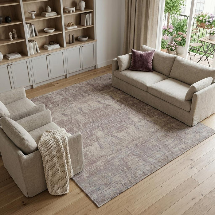 10' X 14' Abstract Hand Woven Area Rug (744443) - Tan / Pink / Gray