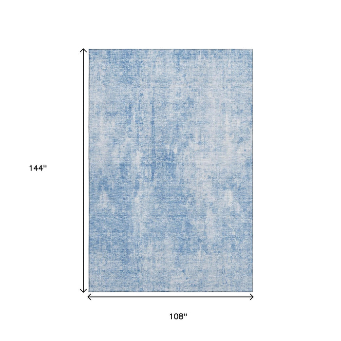9' X 12' Abstract Washable Area Rug With UV Protection (654789) - Blue / Ivory