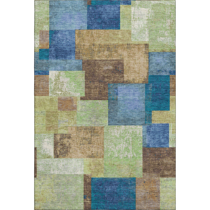 10' X 14' Geometric Washable Area Rug With UV Protection (709798) - Blue / Green / Beige