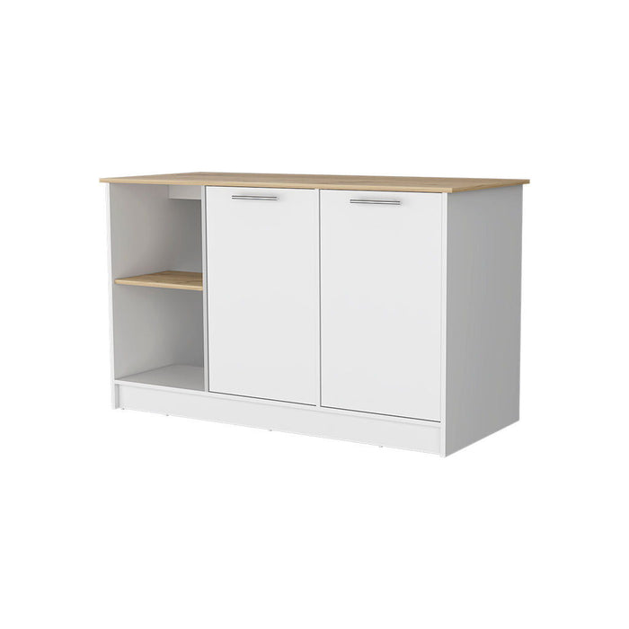 59" Kitchen Island With Storage - White