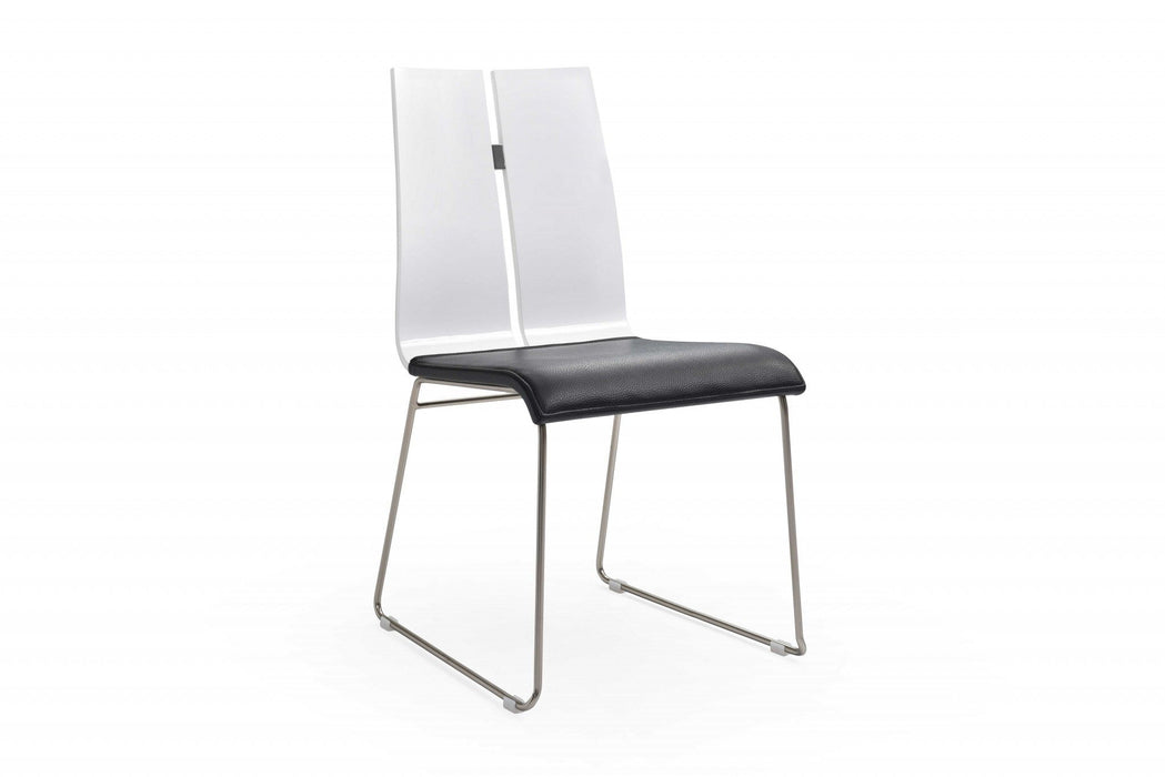Upholstered Faux Leather Dining Side Chairs (Set of 2) - Black / White