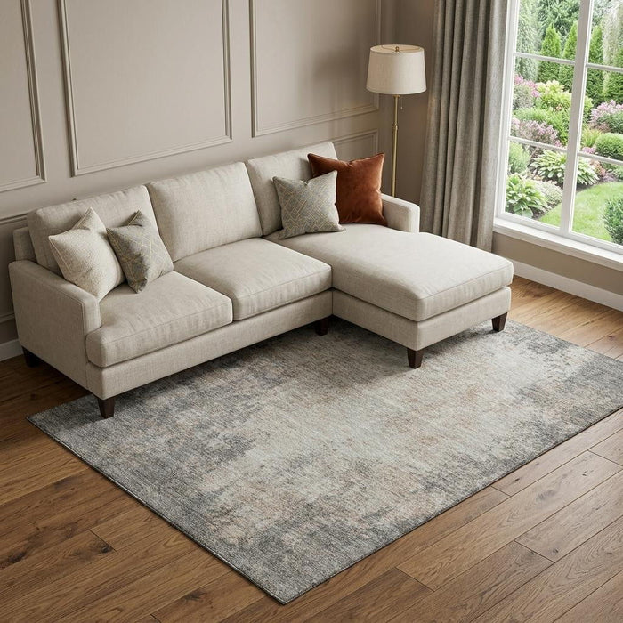 10' X 14' Abstract Washable Area Rug With UV Protection (674892) - Taupe / Ivory