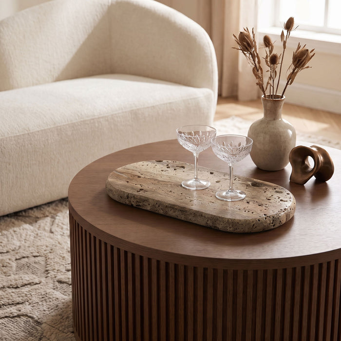 Marble tray by Meridian Furniture featuring a sleek, polished genuine marble surface with raised edges for serving or display.