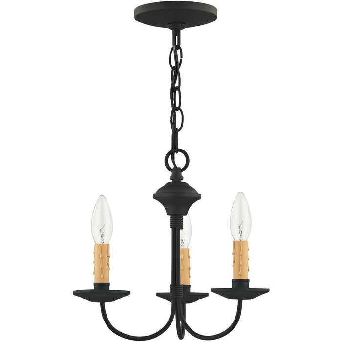 11" Three Light Dimmable Chandelier With Shades - Black
