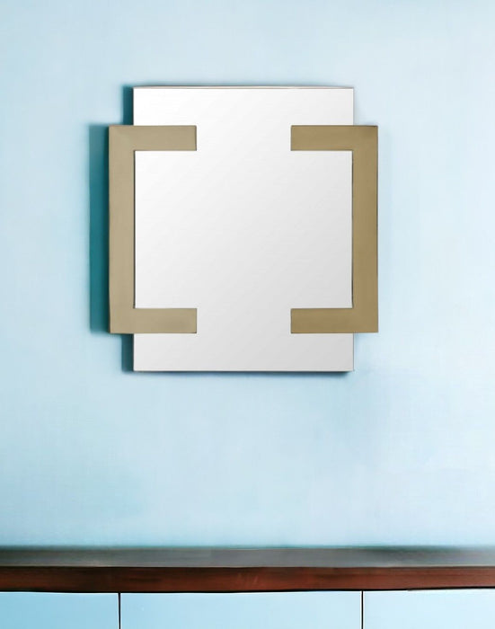 35" Abstract Metal Framed Accent Mirror - Gold