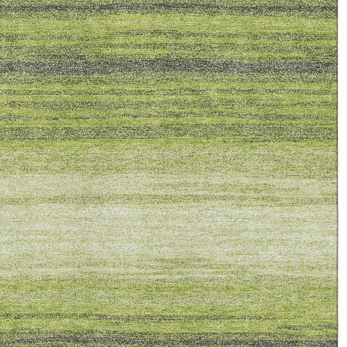 10' X 14' Striped Washable Area Rug With UV Protection (681131) - Lime Green / Gray / Ivory