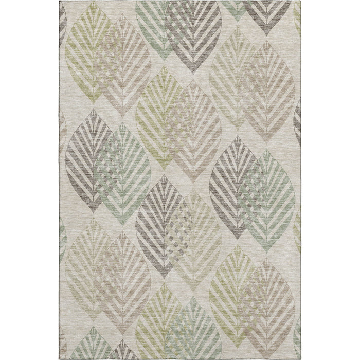 8' X 10' Transitional Floral Washable Area Rug With UV Protection - Beige