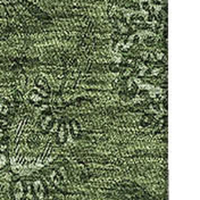 9' X 12' Floral Washable Area Rug With UV Protection - Olive Green And Ivory