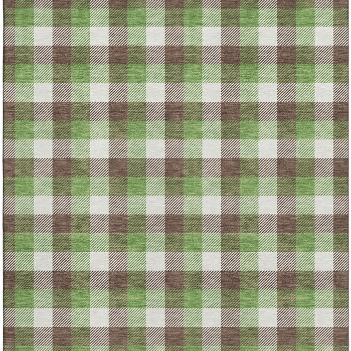 10' X 14' Plaid Washable Area Rug With UV Protection (682535) - Brown / Ivory / Green
