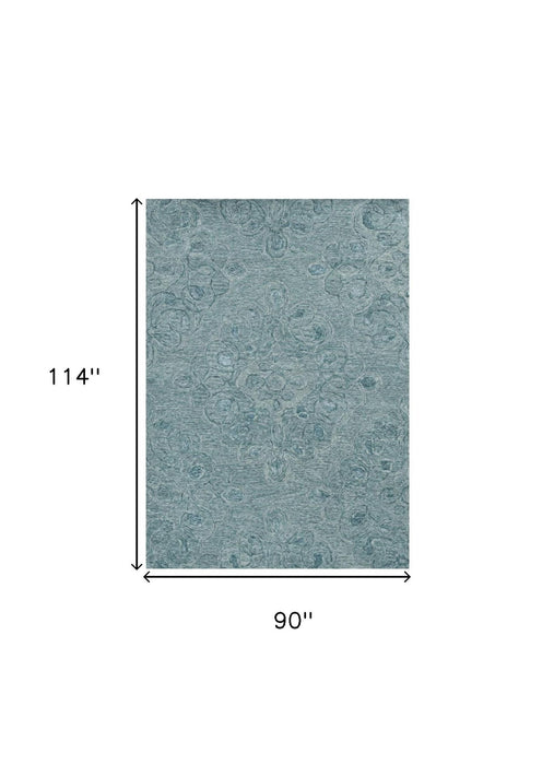 8' x 10' Wool Floral Hand Tufted Area Rug - Blue And Beige