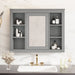 Giga wall-mounted medicine cabinet with mirror, featuring 6 open shelves and adjustable interior storage for bathroom organization.