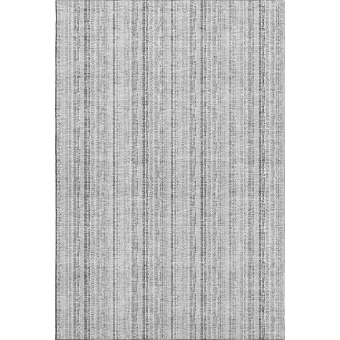 10' X 14' Striped Washable Area Rug With UV Protection (677579) - Silver / Gray