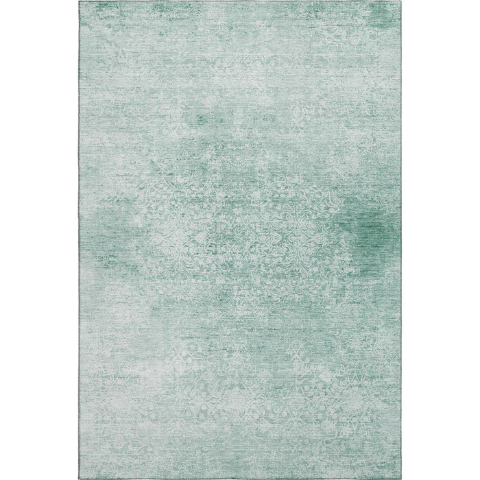 10' X 14' Oriental Washable Area Rug With UV Protection (700625) - Turquoise / Ivory