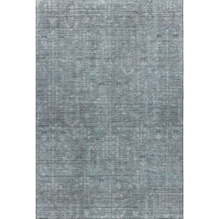 10' X 14' Southwestern Washable Area Rug With UV Protection - Teal / Gray