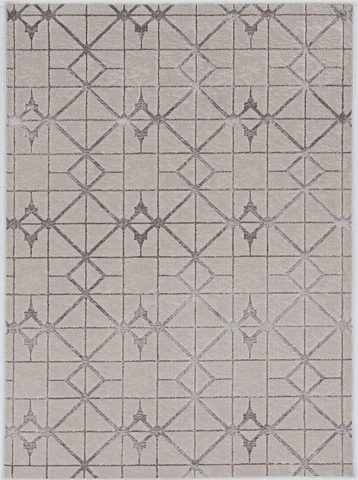 10' x 13' Machine Woven Geometric Indoor Area Rug - Ivory Silver