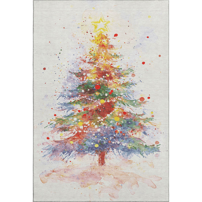 10' X 14' Floral Washable Area Rug With UV Protection (701647) - Ivory / Purple / Yellow