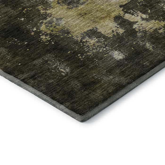 10' X 14' Abstract Washable Area Rug With UV Protection (683614) - Brown / Gold / Silver
