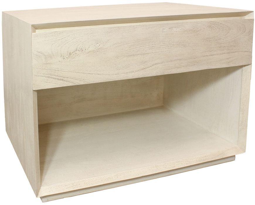 24" Solid Wood Ribbed Texturere One Drawer Nightstand - Natural