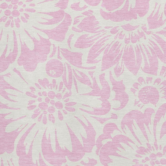 10' X 14' Floral Washable Area Rug With UV Protection (648688) - Pink / Ivory