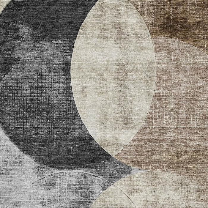 10' X 14' Geometric Washable Area Rug With UV Protection (686276) - Pewter / Brown / Beige