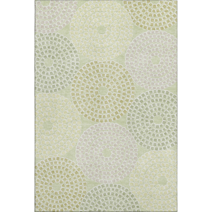 10' X 14' Geometric Washable Area Rug With UV Protection (670135) - Mint Green / Gray / Olive Green