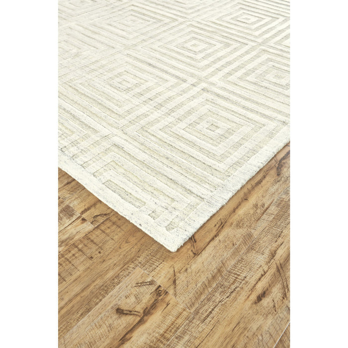 6' x 9' Geometric Hand Woven Area Rug - Ivory