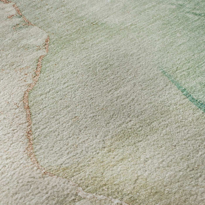 10' X 14' Abstract Washable Area Rug With UV Protection (647350) - Teal / Ivory / Brown