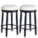 Set of two Giga 360° swivel wooden barstools with upholstered seats, counter height, showcasing modern design and sturdy wooden frames.