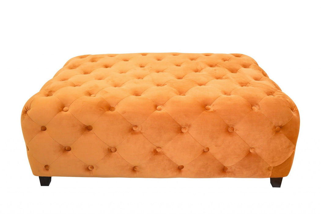 Velvety Modern Square Coffee Table - Orange