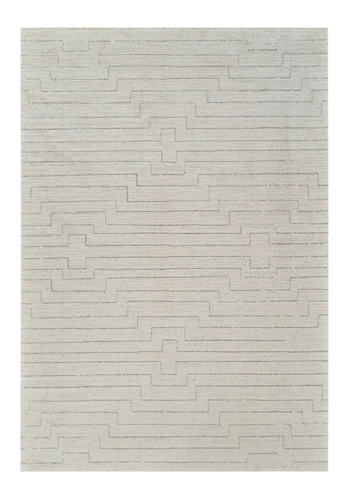 7.9' x 7.9' Abstract Distressed Area Rug - Cream And Beige