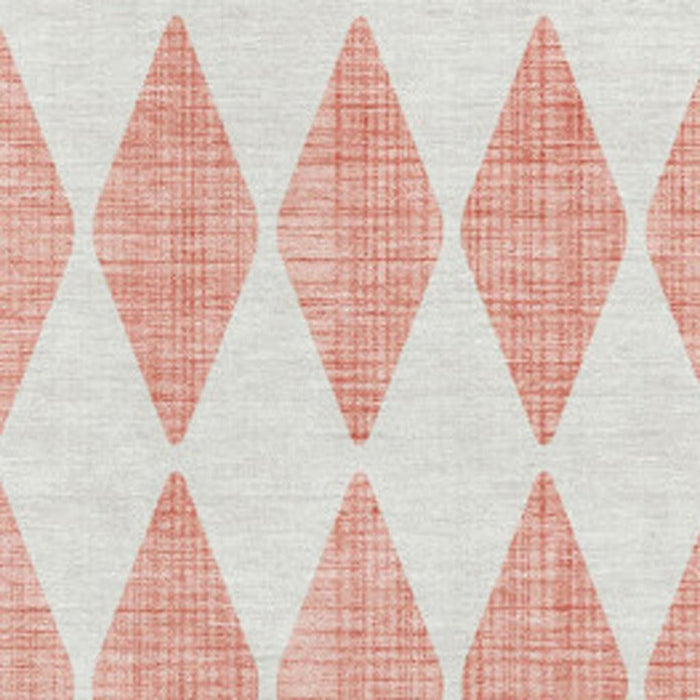 10' X 14' Diamond Washable Area Rug With UV Protection (650116) - Salmon / Ivory