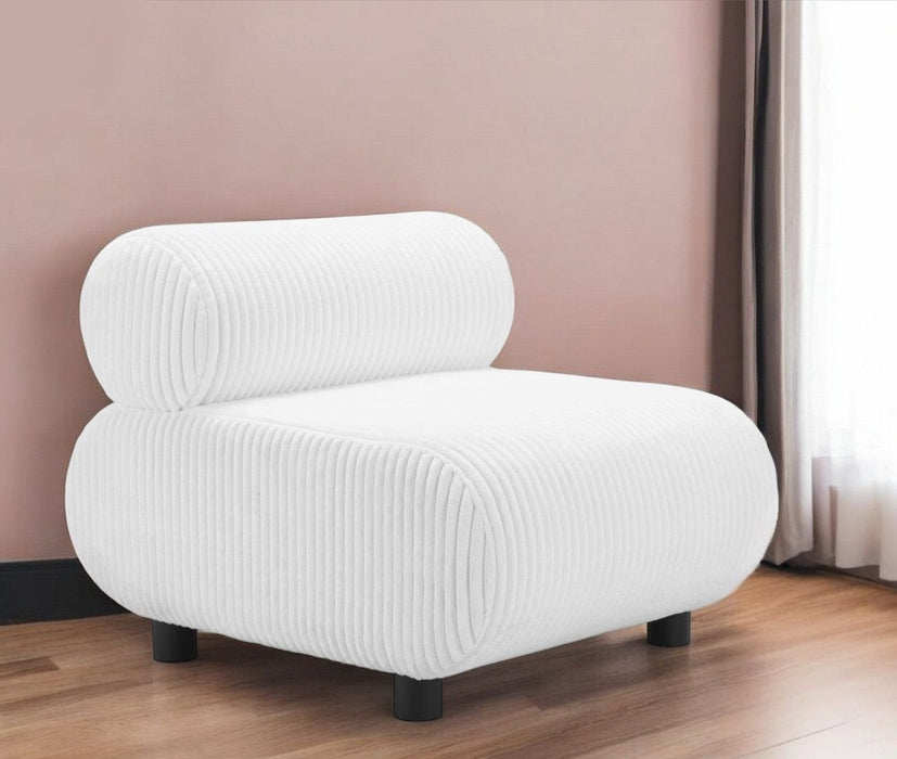 31" Corduroy And Upholstered Side Chair - White / Black