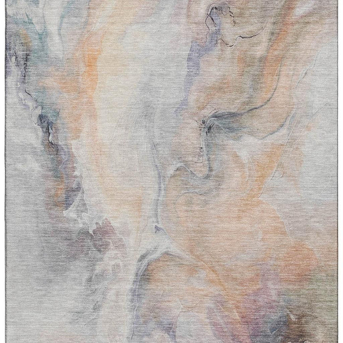 10' X 14' Abstract Washable Area Rug With UV Protection (696989) - Linen / Peach / Ivory