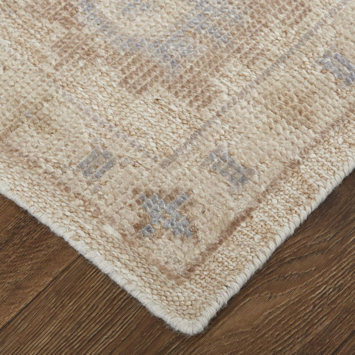 10' x 14' Floral Hand Knotted Stain Resistant Area Rug - Tan Orange And Blue