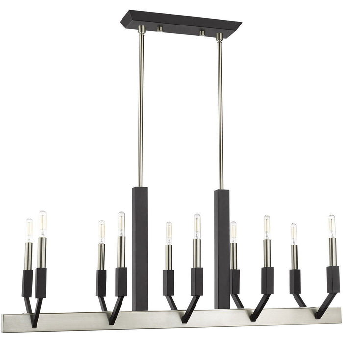25" Ten Light Dimmable Chandelier With Shades - Nickel