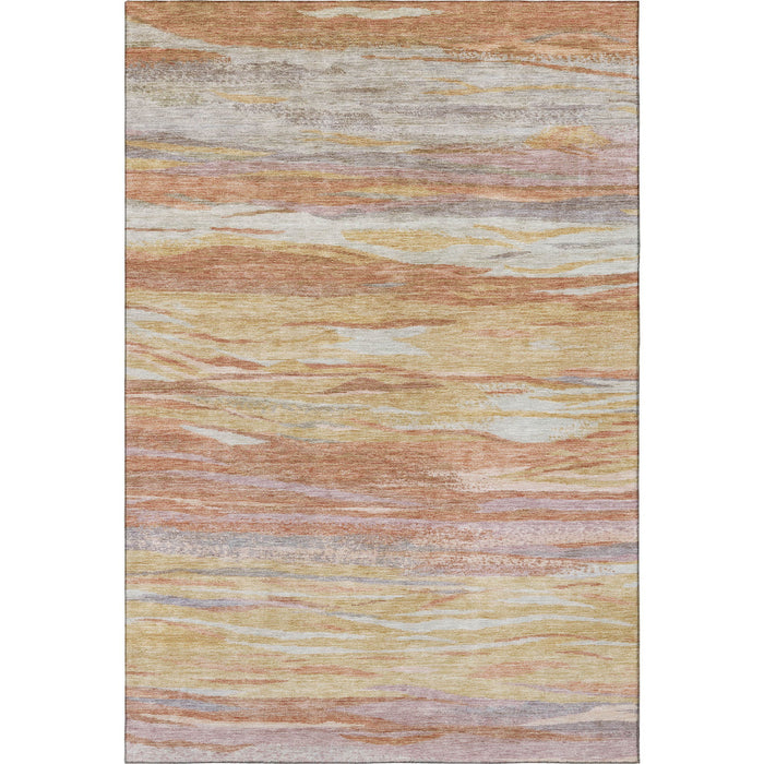 10' X 14' Abstract Washable Area Rug With UV Protection (708535) - Salmon / Gold / Gray