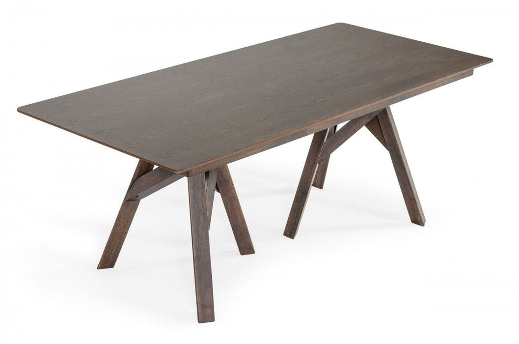 Solid Wood Double Pedestal Base Dining Table (486037) - Brown
