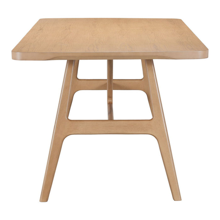 63" Wood And Solid Wood Pedestal Base Dining Table - Natural