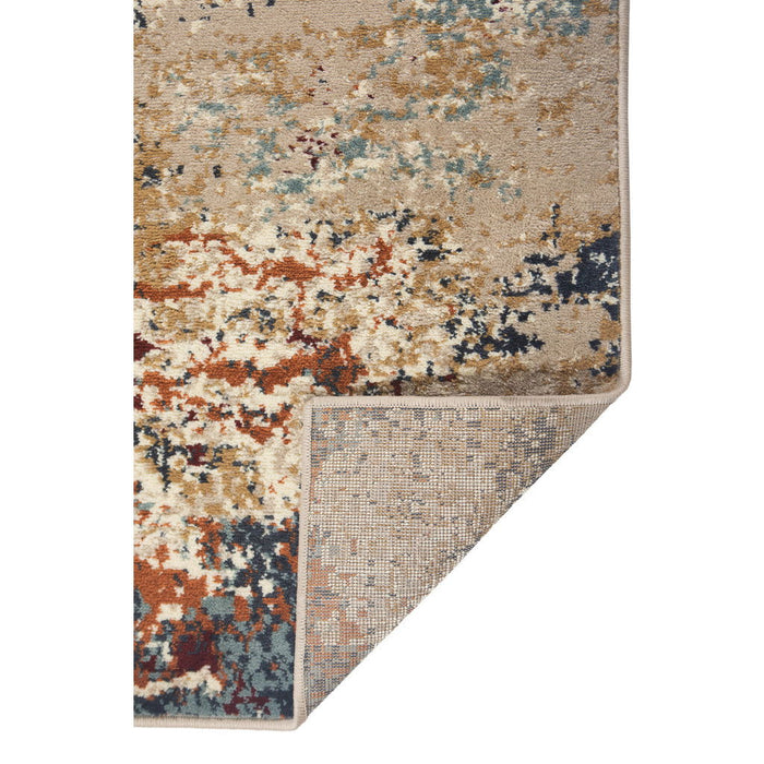 9' x 12' Abstract Power Loom Area Rug - Orange And Black