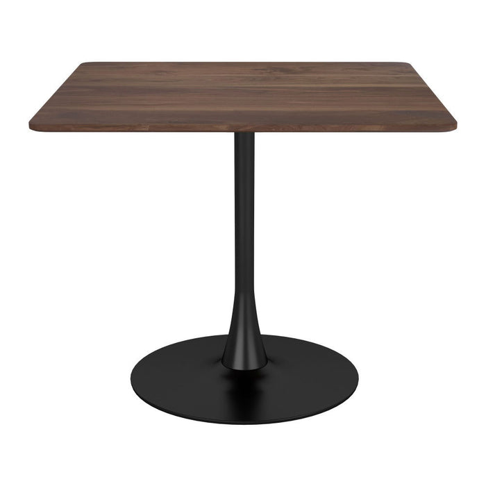 35" Square Steel Pedestal Base Dining Table - Brown