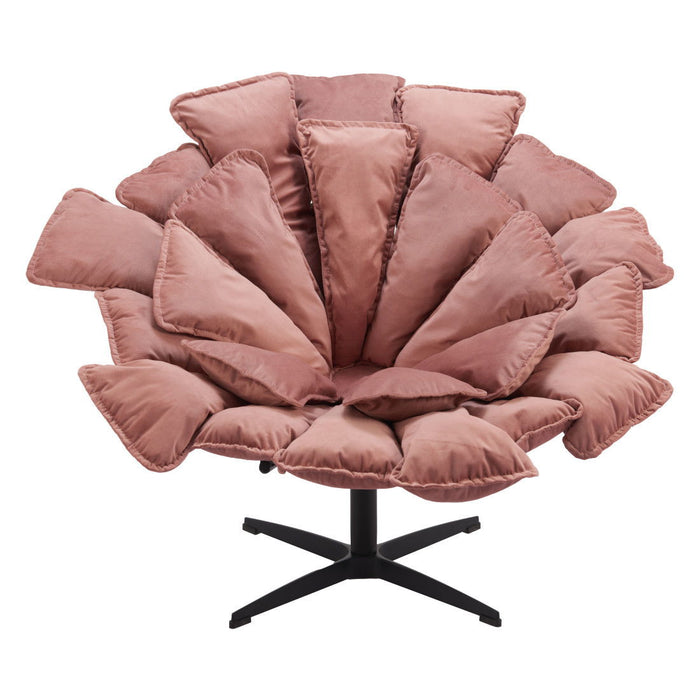 42" Velvet And Upholstered Swivel Side Chair - Pink / Black