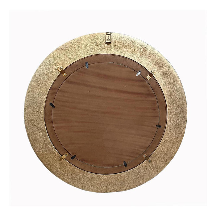 36" Round Aluminum Ribbed Edge Framed Accent Mirror - White / Gold