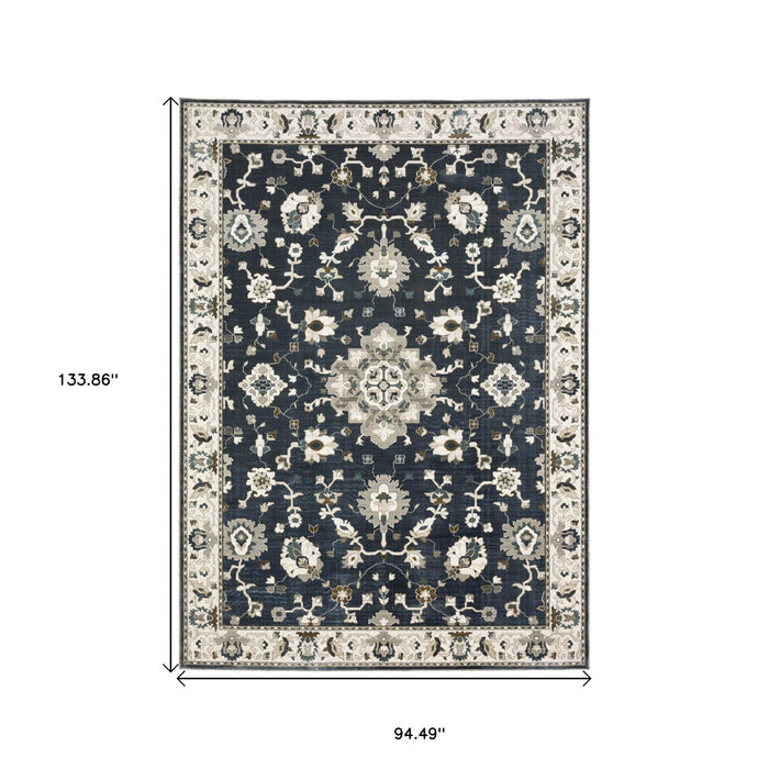 8' X 11' Traditional Oriental Area Rug - Blue